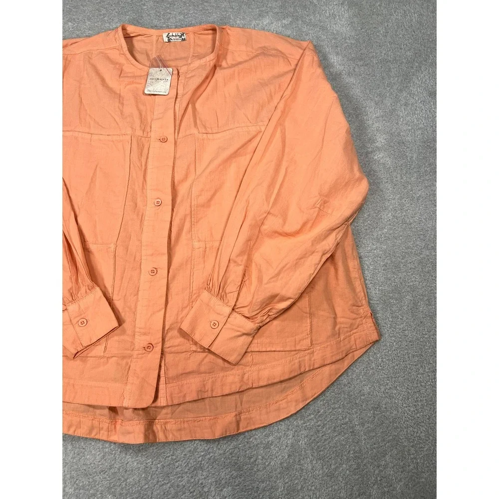 Free People Intimately Golden Hour House Shirt Melon Orange Cotton‎ Small NEW
